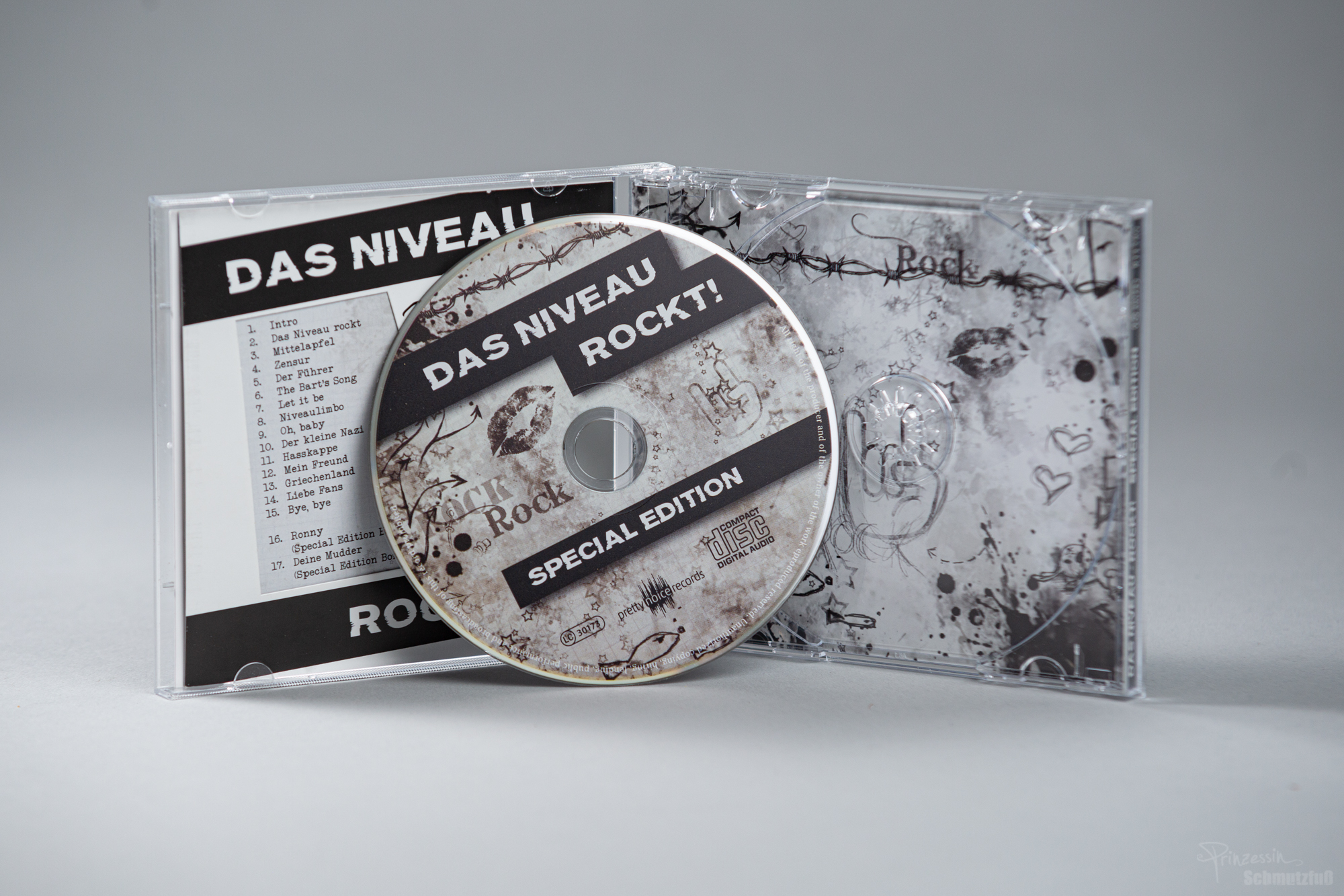 CD-Gestaltung | Einbezug vieler Grafiken und Strukturlayer | Das Niveau Rockt!